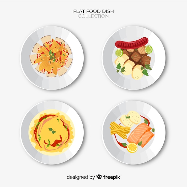 Collection de plats plats