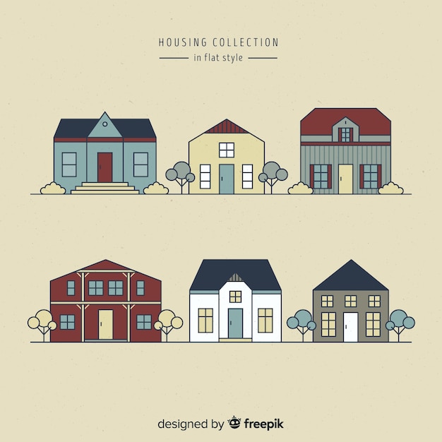 Vecteur gratuit collection de plusieurs maisons