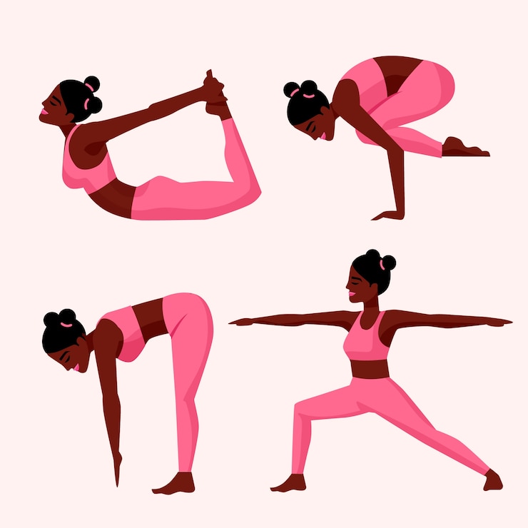 Vecteur gratuit collection de poses de la journée internationale du yoga dessinées à la main