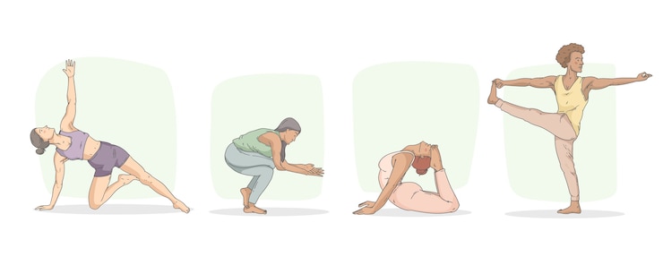 Vecteur gratuit collection de poses de yoga dessinées à la main