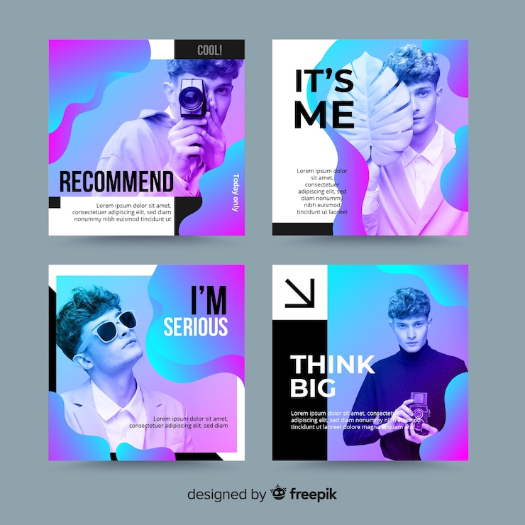 Vecteur gratuit collection de post de vente instagram