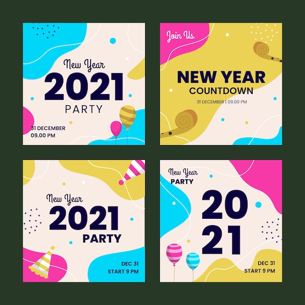 Collection de posts Instagram du Nouvel An 2021