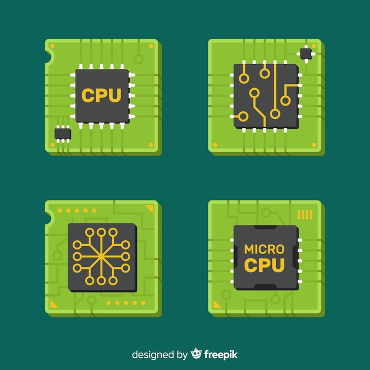 Vecteur gratuit collection de processeurs moderne avec design plat