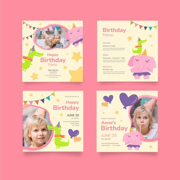 Collection De Publications Instagram D'anniversaire Pour Enfants