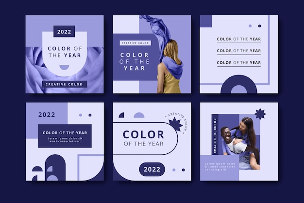 Vecteur gratuit collection de publications instagram au design plat très péri