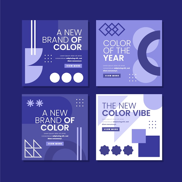Collection de publications instagram au design plat très péri