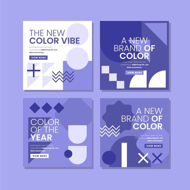 Collection de publications instagram au design plat très péri