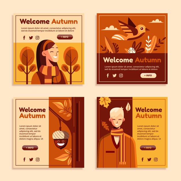Collection de publications instagram d'automne plat