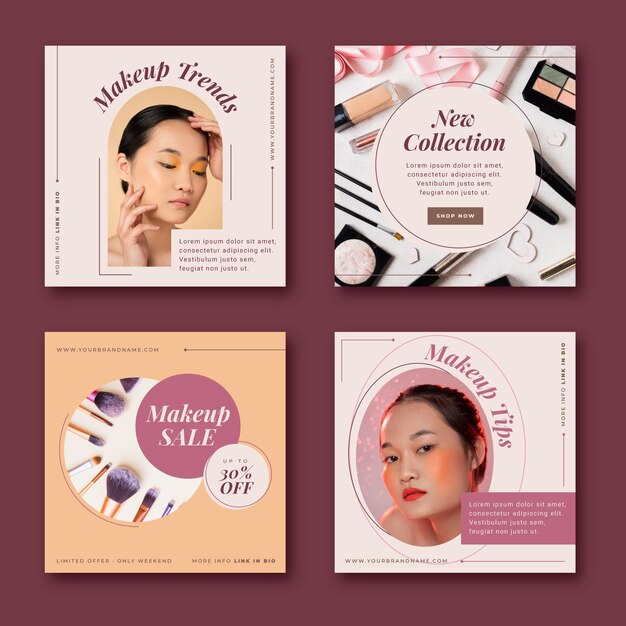 Collection de publications instagram de beauté plate