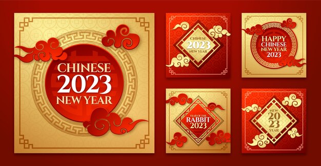 Collection de publications instagram de célébration du festival du nouvel an chinois réaliste