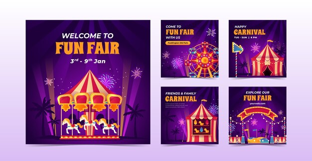 Collection de publications instagram de célébration de la foire dégradée