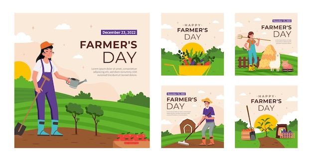 Collection De Publications Instagram De Célébration De La Journée Des Agriculteurs Plats