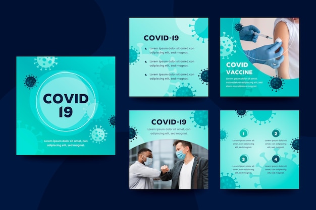 Vecteur gratuit collection de publications instagram sur le coronavirus dégradé