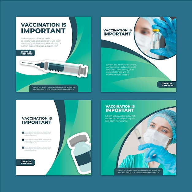 Vecteur gratuit collection de publications instagram sur le coronavirus plat organique