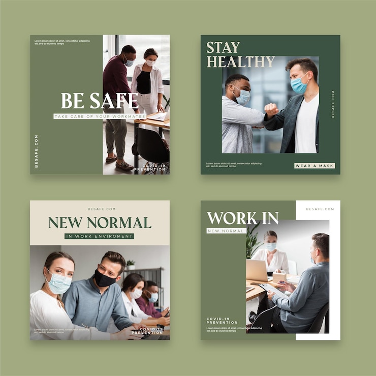 Vecteur gratuit collection de publications instagram sur le coronavirus