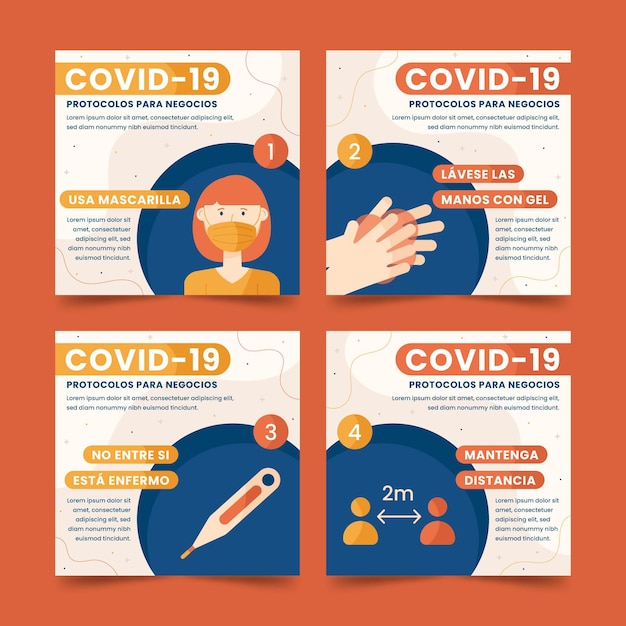 Vecteur gratuit collection de publications instagram sur le coronavirus