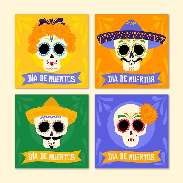 Vecteur gratuit collection de publications instagram día de muertos