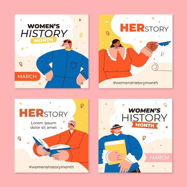 Collection De Publications Instagram Du Mois De L'histoire Des Femmes Plates