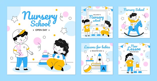 Collection de publications instagram de l'école maternelle plate