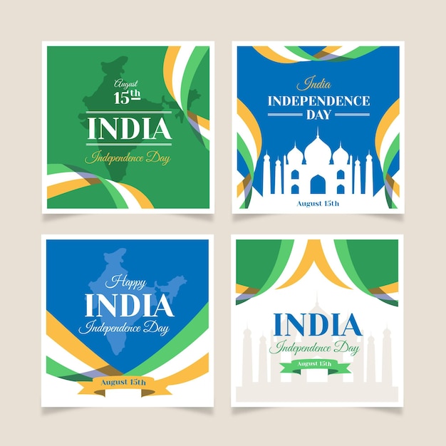 Collection De Publications Instagram De La Fête De L'indépendance De L'inde