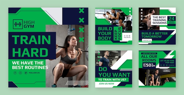 Collection De Publications Instagram De Gym Et D'exercice à Plat