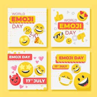Collection de publications instagram jour plat monde emoji