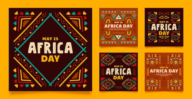 Vecteur gratuit collection de publications instagram de la journée de l'afrique