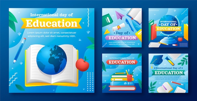 Collection De Publications Instagram De La Journée Internationale De L'éducation Dégradée