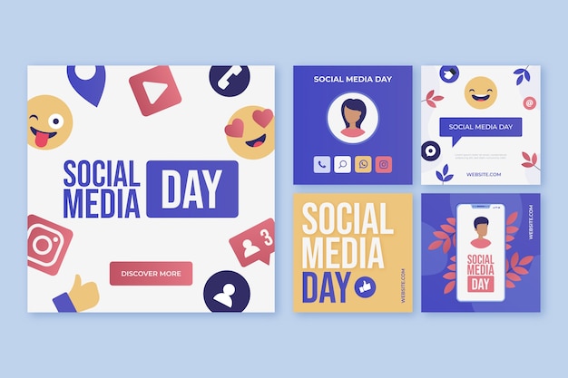 Collection De Publications Instagram De La Journée Des Médias Sociaux Dégradés