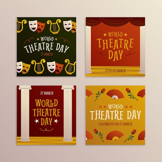 Collection De Publications Instagram De La Journée Mondiale Du Théâtre Dégradé