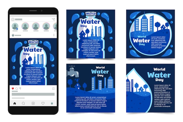 Collection De Publications Instagram De La Journée Mondiale De L'eau Plate
