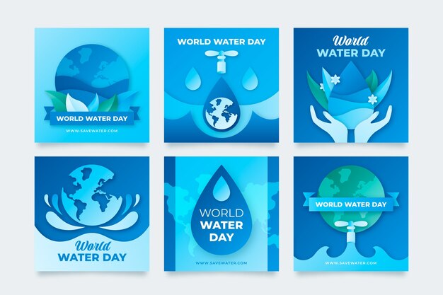 Collection De Publications Instagram De La Journée Mondiale De L'eau De Style Papier