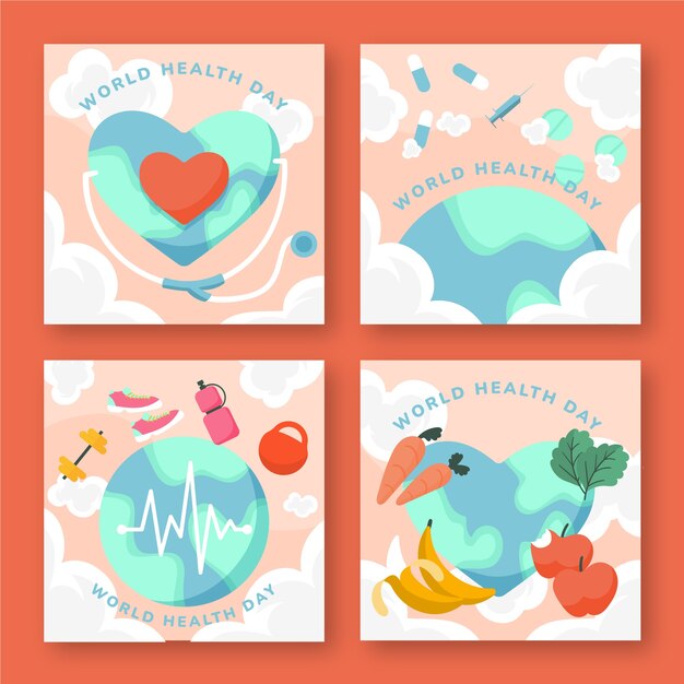 Collection de publications instagram de la journée mondiale de la santé