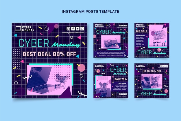 Collection De Publications Instagram à Plat Sur Le Cyber Lundi