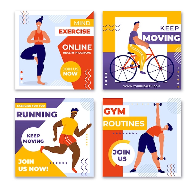 Collection De Publications Instagram à Plat Sur La Santé Et La Forme Physique