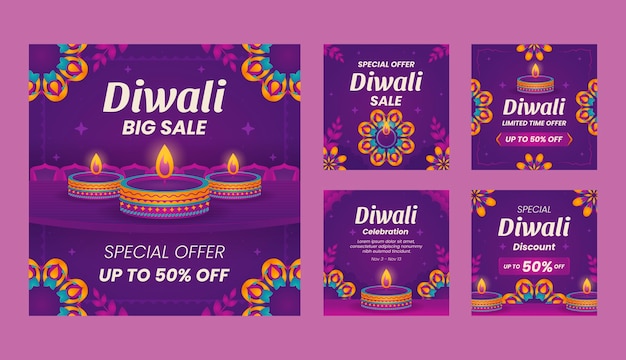 Collection De Publications Instagram Pour La Célébration Du Festival De Diwali