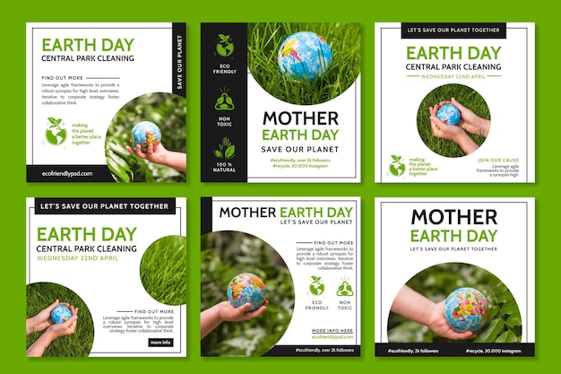 Collection de publications Instagram pour la célébration de la Journée de la Terre Mère