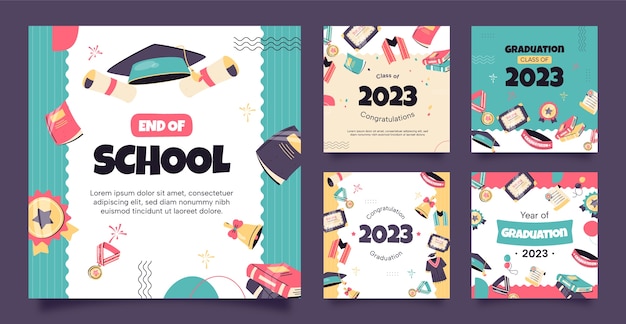 Collection de publications instagram pour la célébration de la remise des diplômes