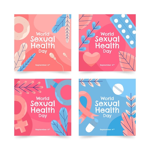 Collection De Publications Instagram Pour La Journée Mondiale De La Santé Sexuelle Dessinée à La Main