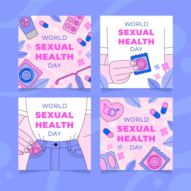 Vecteur gratuit collection de publications instagram pour la journée mondiale de la santé sexuelle