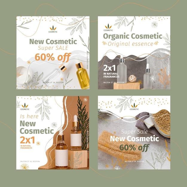 Collection de publications Instagram pour les produits cosmétiques