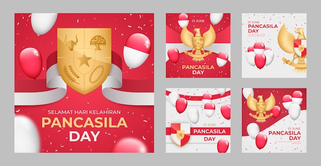 Collection De Publications Instagram Réalistes Du Jour De Pancasila