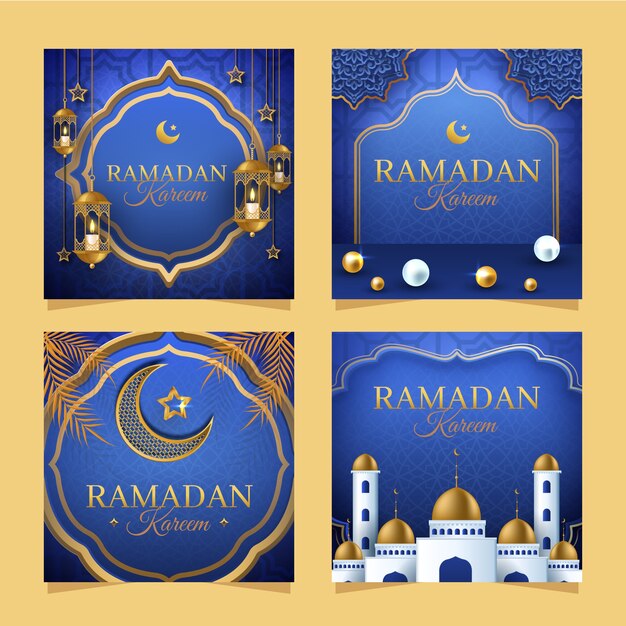 Vecteur gratuit collection de publications instagram réalistes du ramadan