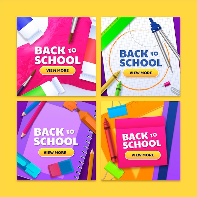 Collection De Publications Instagram De Retour à L'école Réaliste