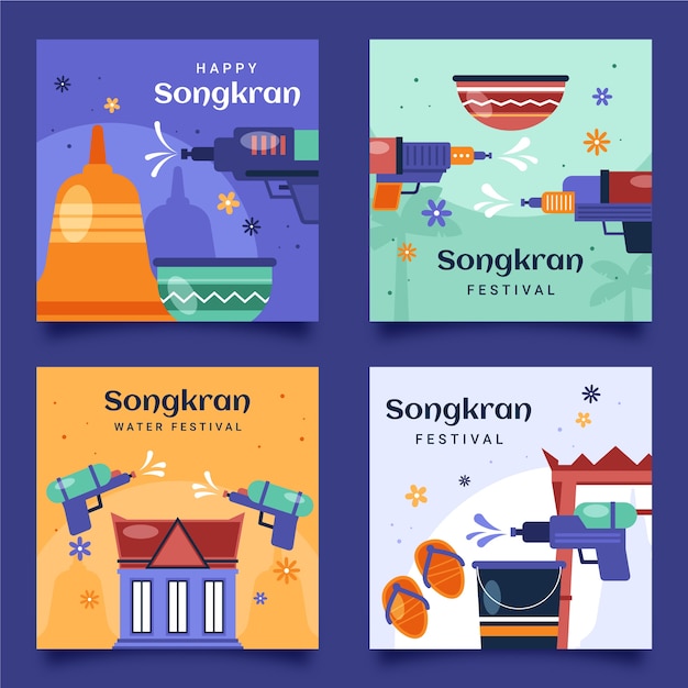 Collection de publications instagram de songkran plat