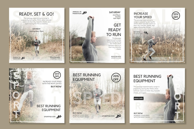 Vecteur gratuit collection de publications instagram sport