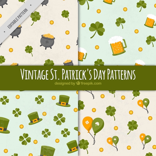 Vecteur gratuit collection de quatre modèles d'époque prêt pour le jour de st patrick