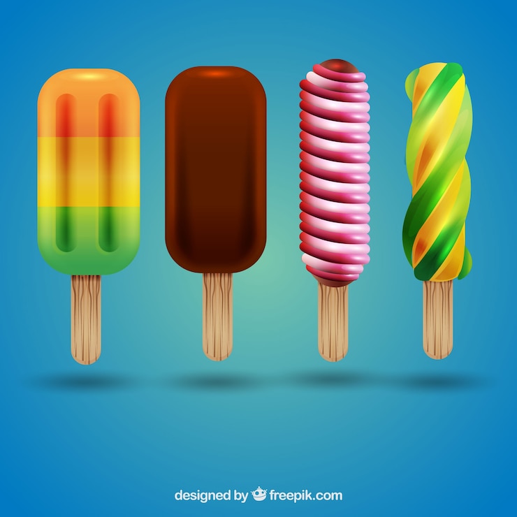 Vecteur gratuit collection de quatre popsicles réalistes