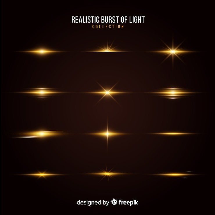 Vecteur gratuit une collection de rafales de lumière réalistes