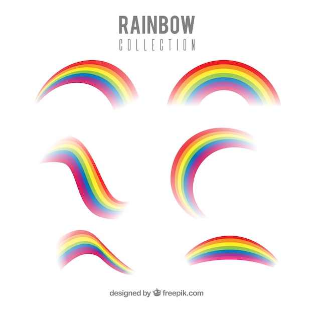 Vecteur gratuit collection de rainbows avec différentes formes en syle plat